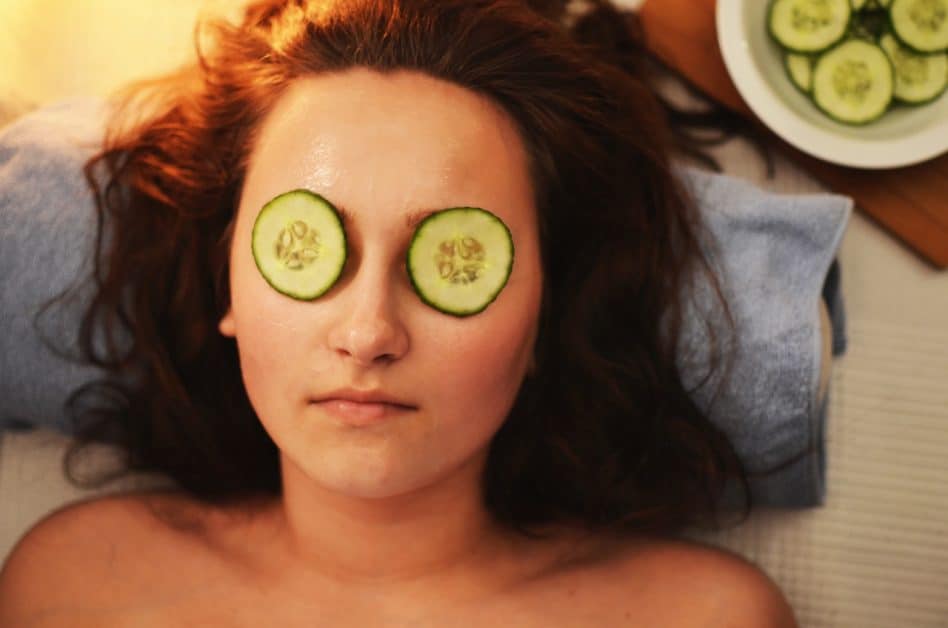 Relaxing with cucumbers on your eyes, like this woman, is one way to spend your free time