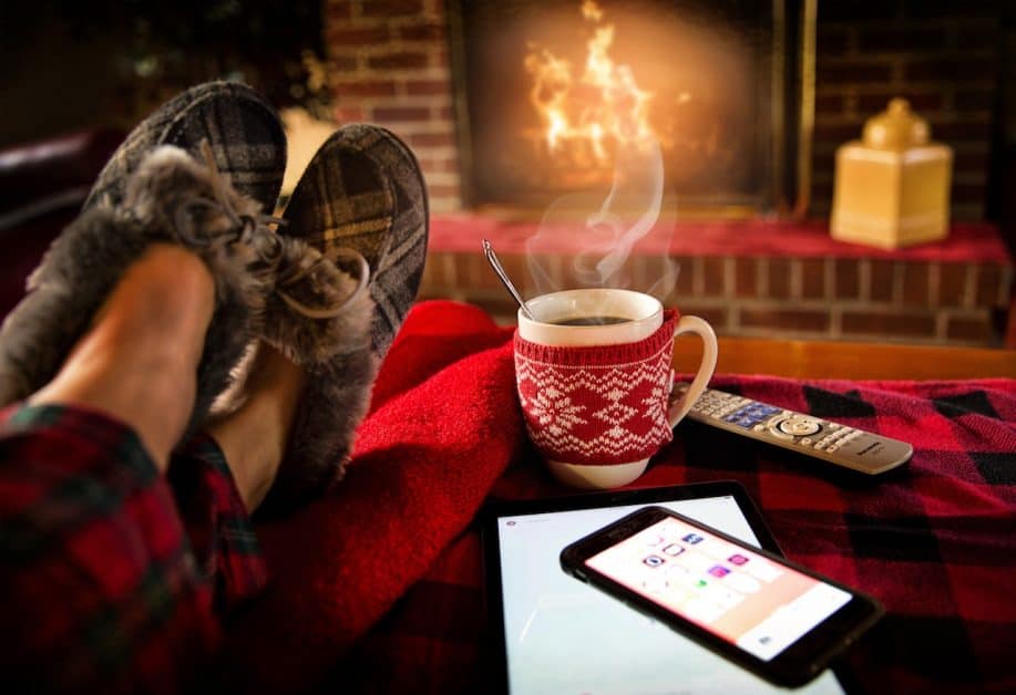 a cup of tea in front of the fire place is exactly what taking time for yourself should look like