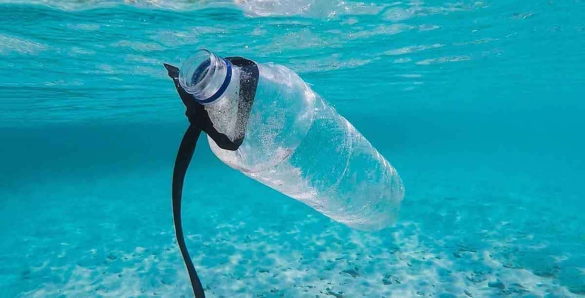 plastic bottle in the ocean