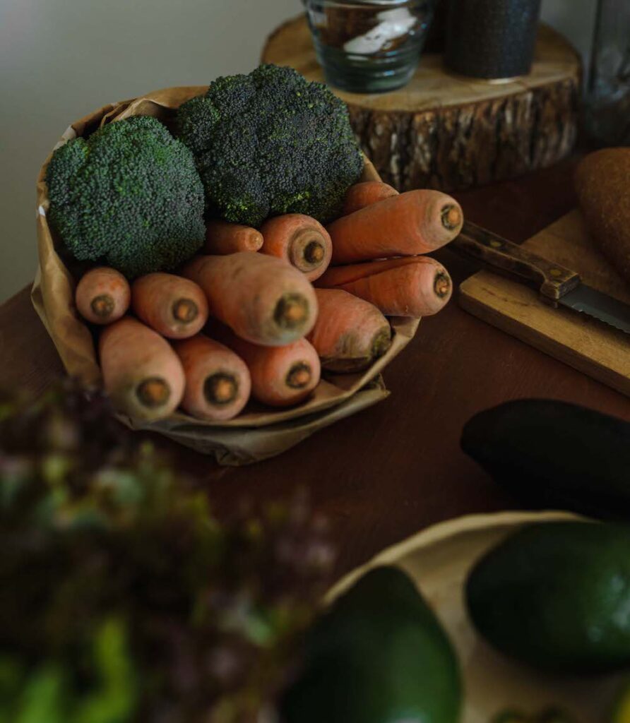 carrots and broccoli in basket to show how easy nutrition can be